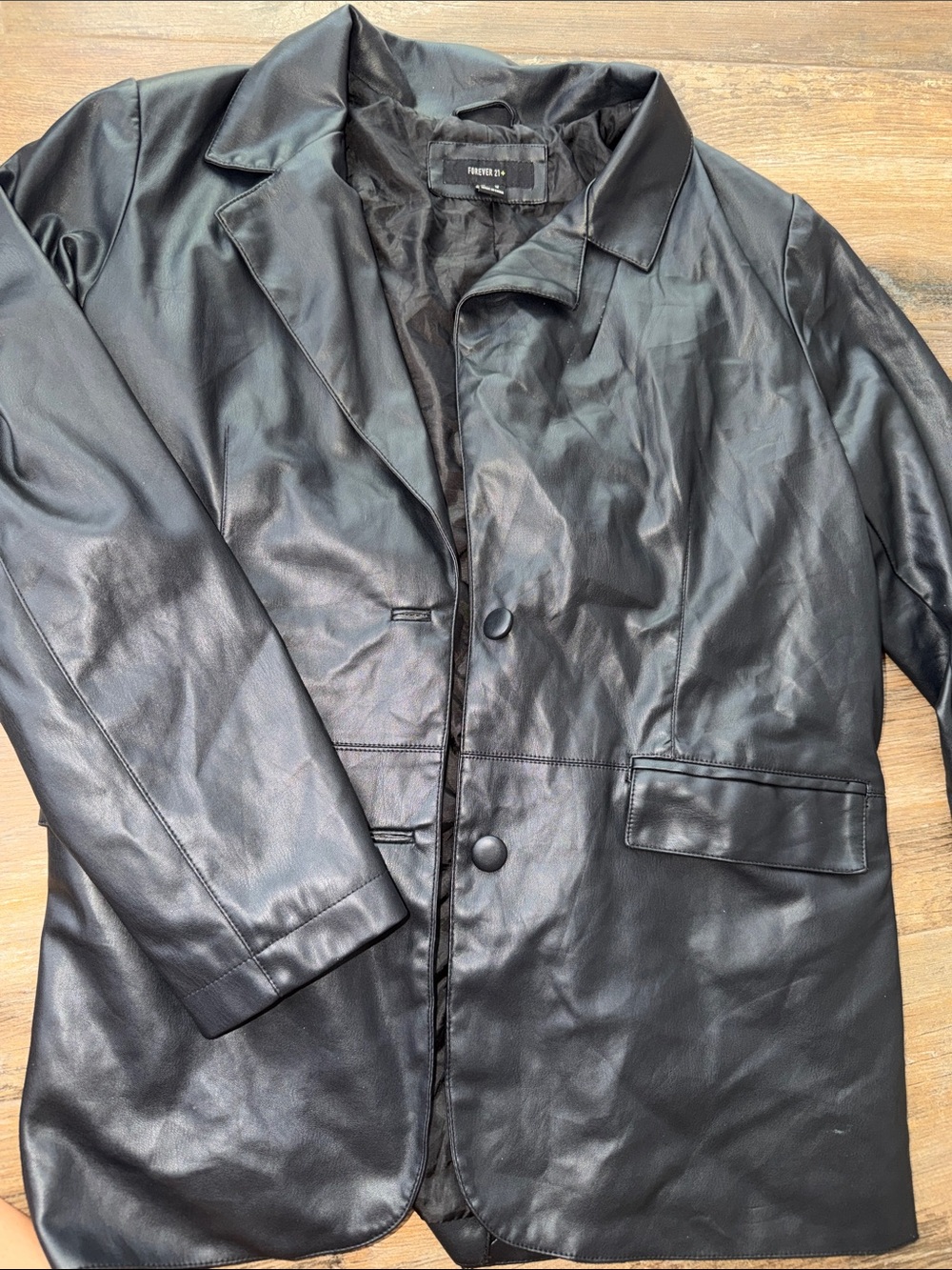 Forever 21 Black Faux Leather Trench Coat